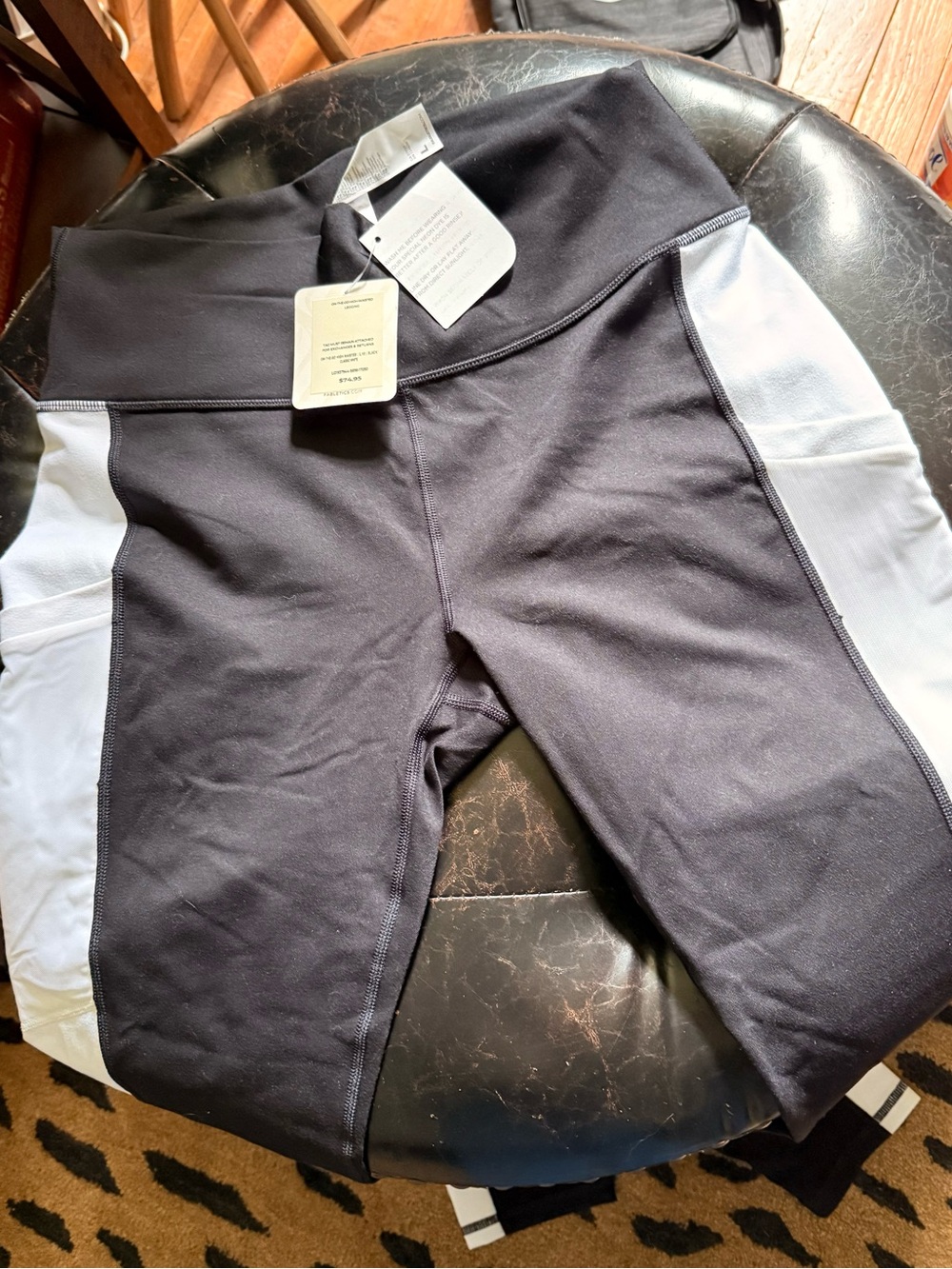 Fabletics Black with White Side-Panel Yoga Pants